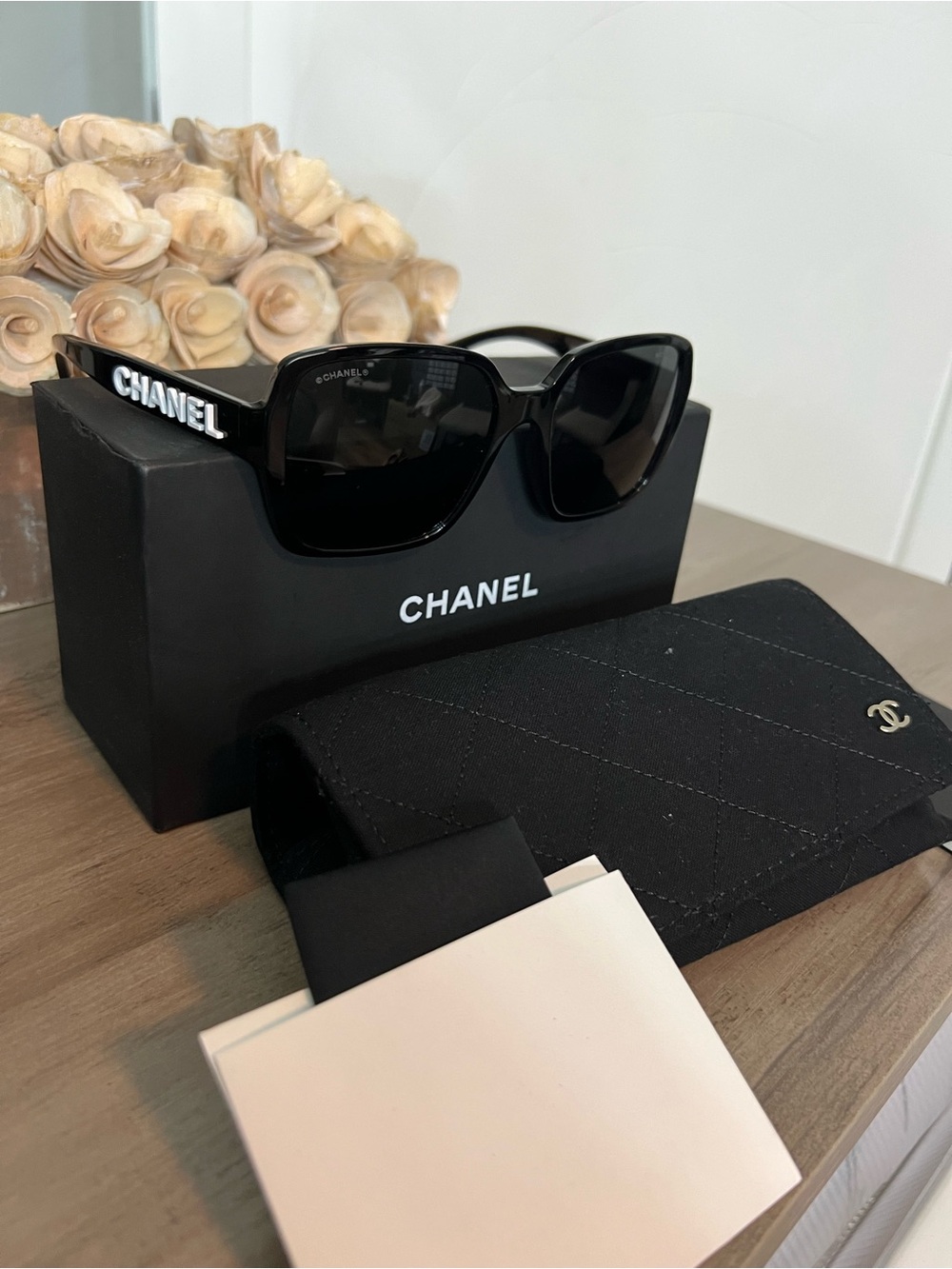 CHANEL Black Oversized Cat-Eye Sunglasses